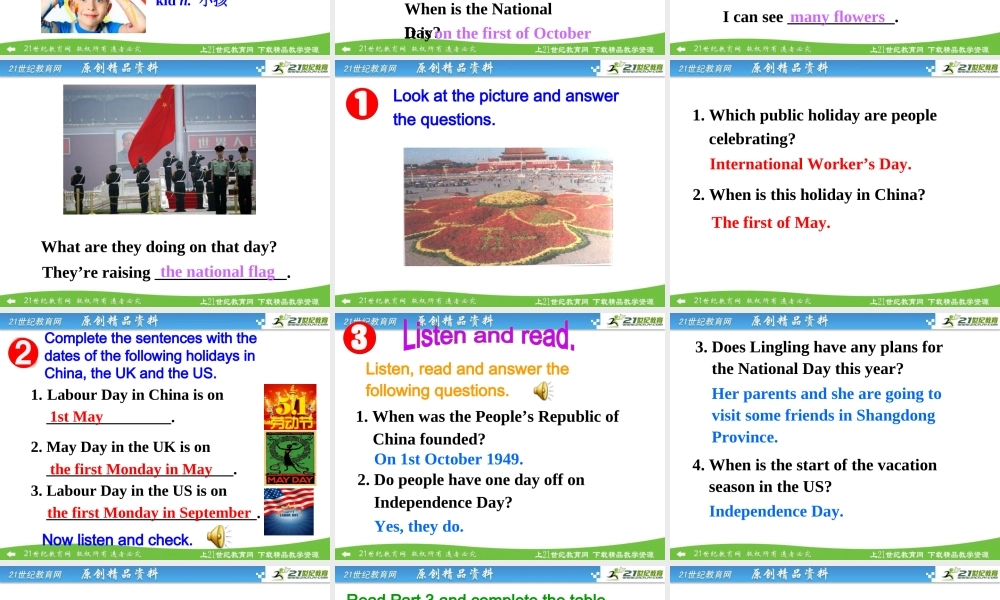 外研版九年级英语(上)Module2PublicHolidaysUnit1