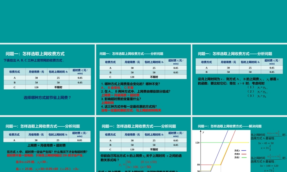 初中数学人教版八年级下册193课题学习-选择方案课件(19张)