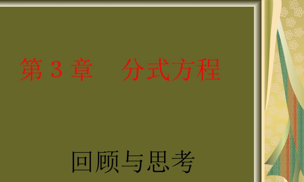 分式方程回顾与思考