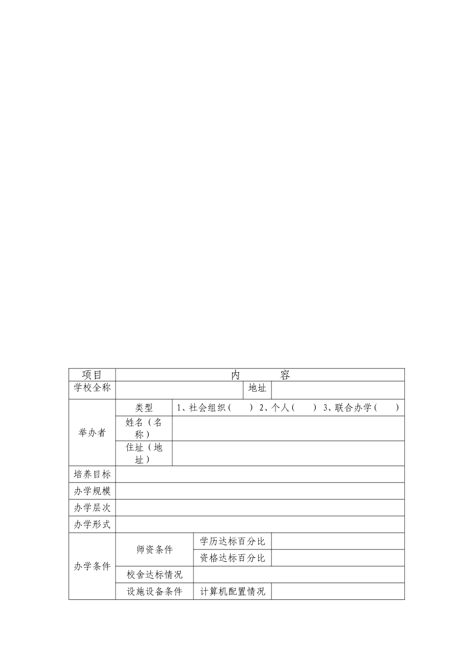 民办学校申请设立申办报告_第1页