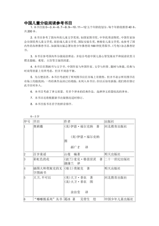 中国儿童分级阅读参考书目[1]