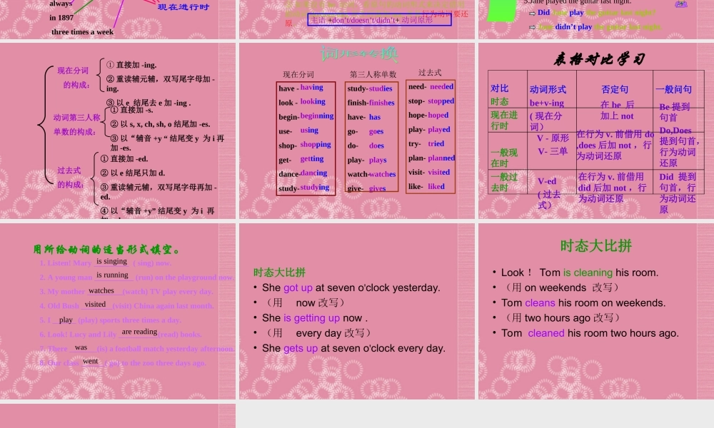 七年级英语下册时态复习(三个)课件人教新目标版