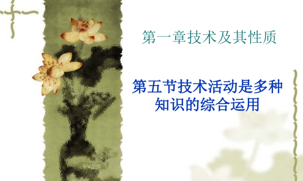 第一章技术及其性质第五节技术活动是多种知识的综合运用