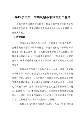 (1)2013学年第一学期小学体育工作总结