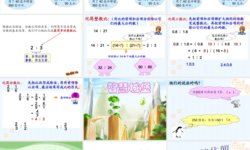 北师大版六年级上册比的化简