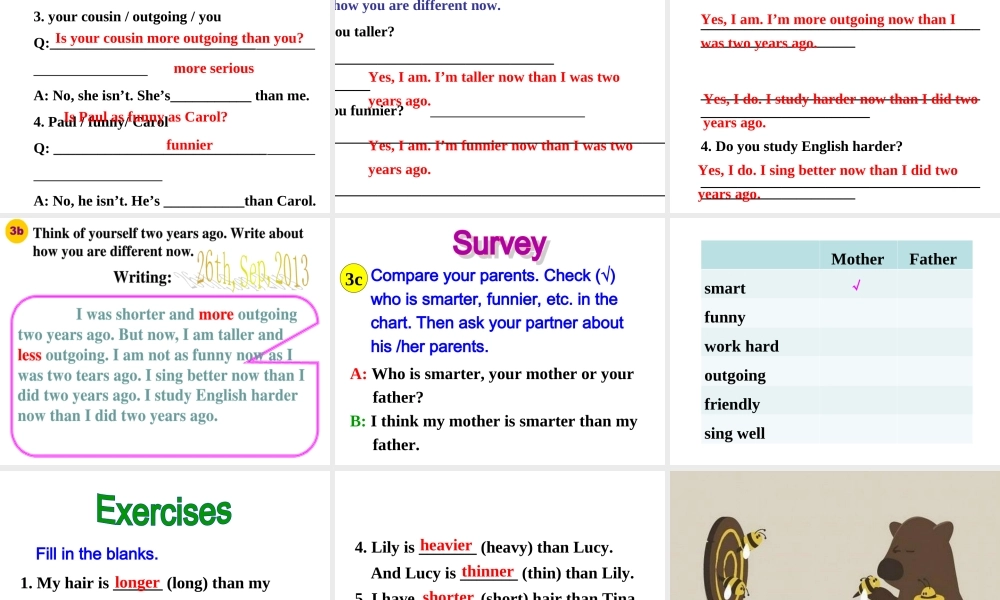ssUnit3-I'm-more-outgoing-than-my-sister课件SectionA-2d-grammar-focus
