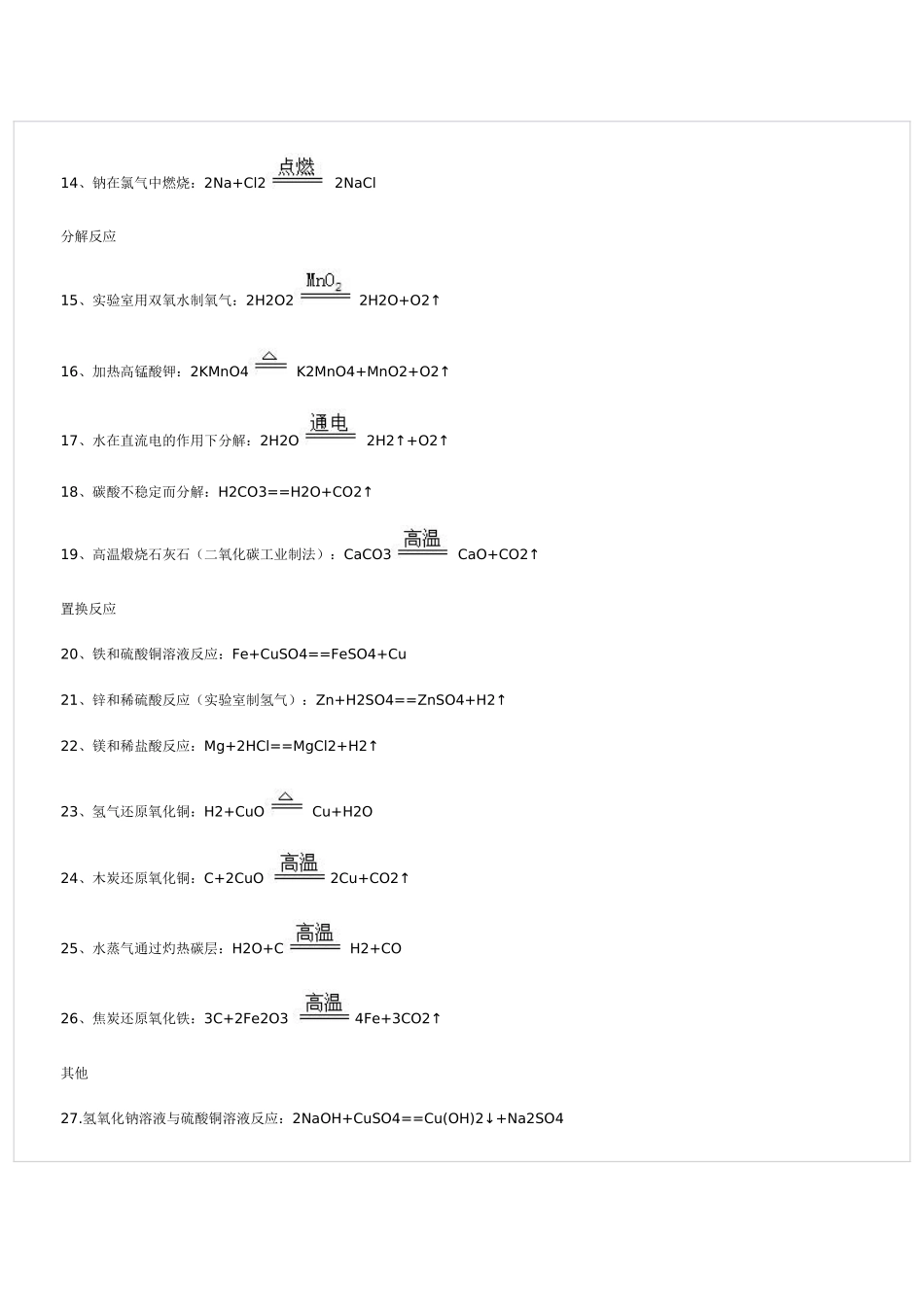 初中化学方程式总结_第2页
