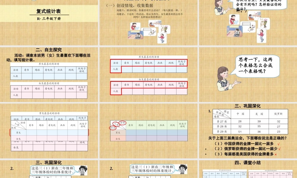 人教2011版小学数学三年级复式统计表第一课时-(2)