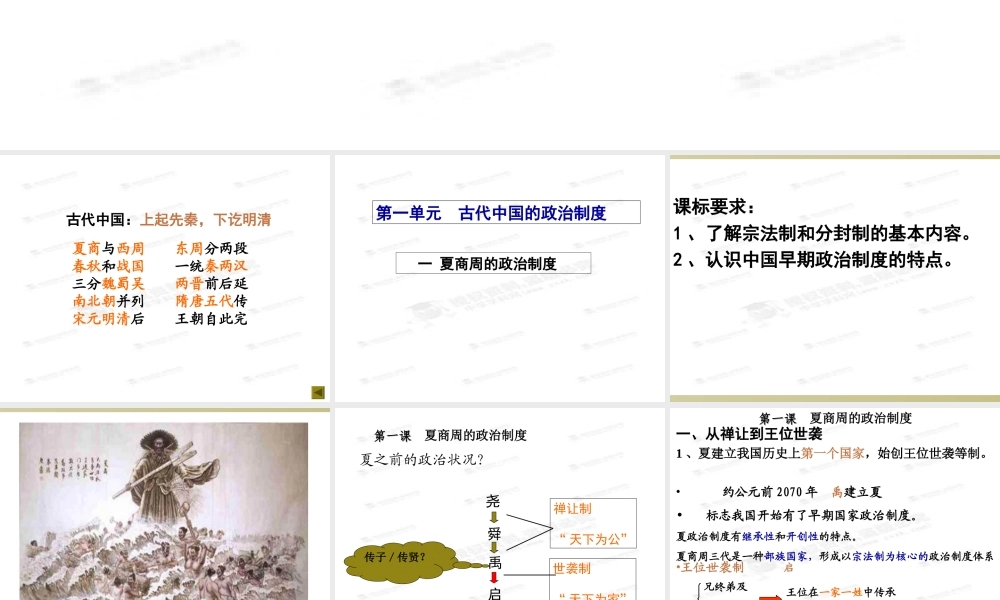 [名校联盟]山东省冠县武训高级中学高中历史必修一《第一单元+古代中国的政治制度》课件