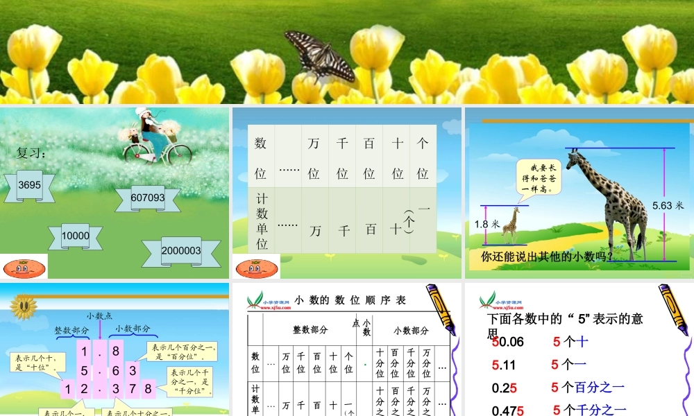 人教2011版小学数学四年级《小数的读法和写法》