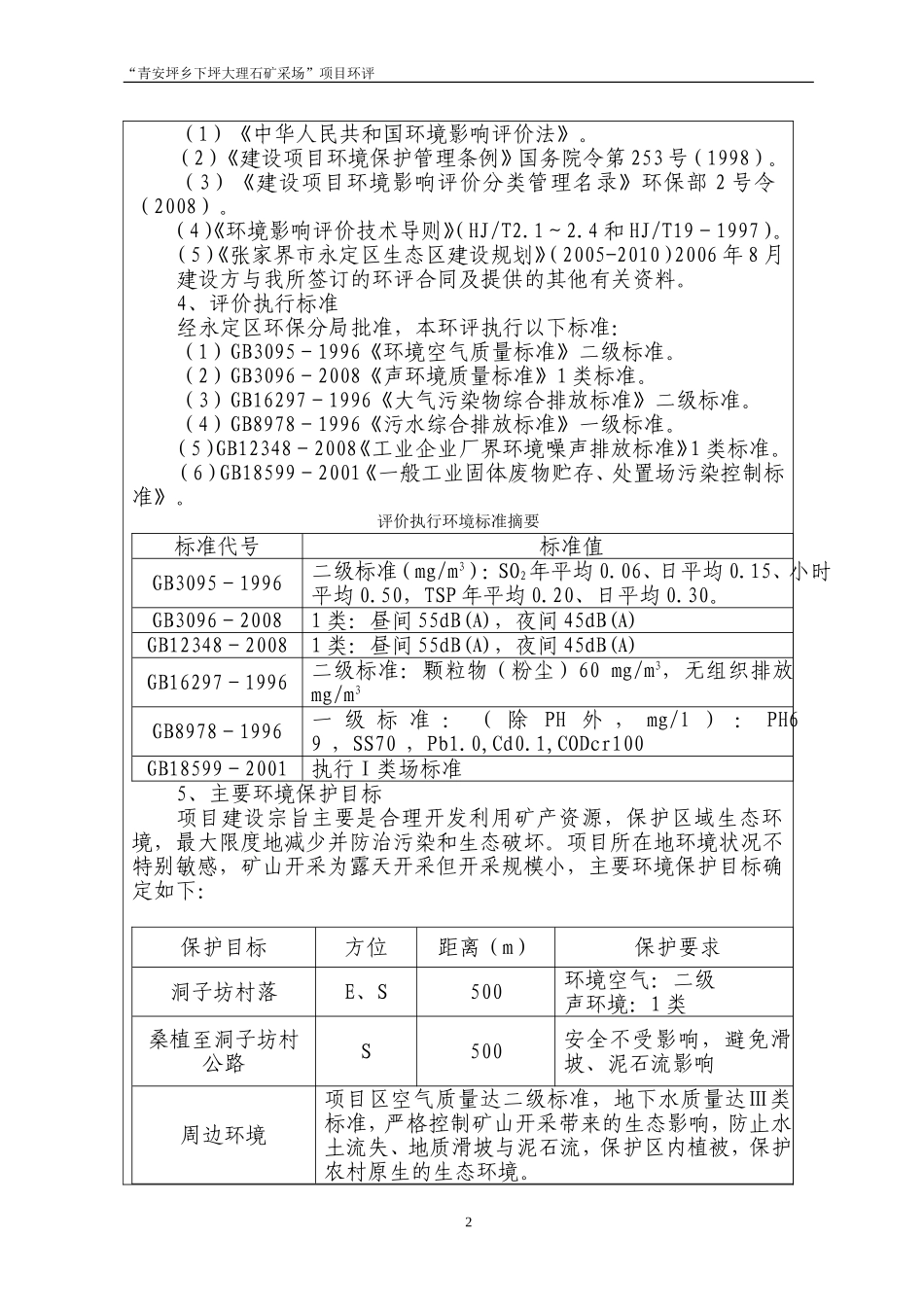 青安坪乡下坪大理石矿采场建设项目环境影响评价报告书_第3页