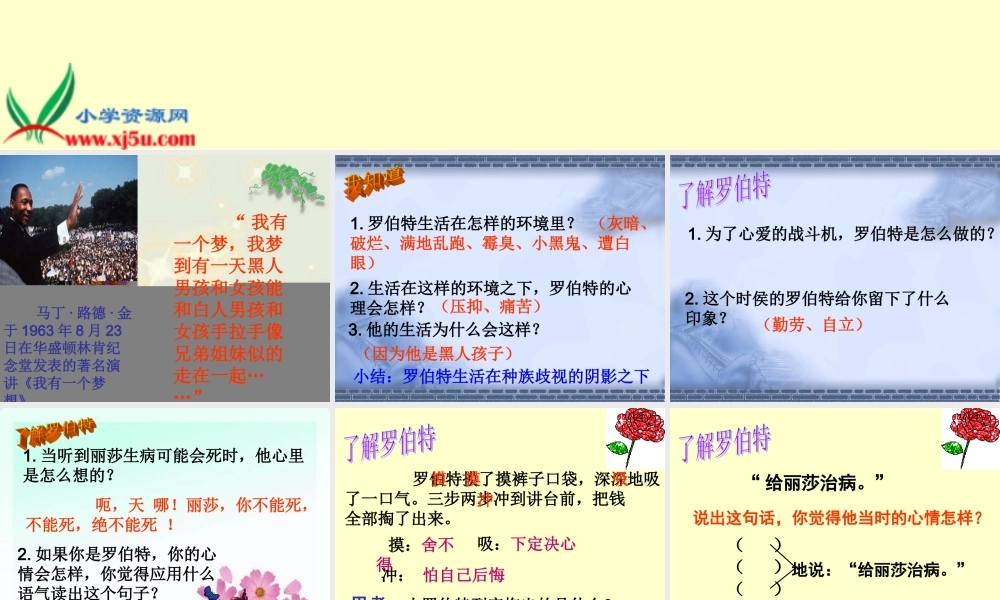 北师大版六年级语文上册《黑孩子罗伯特》PPT课件