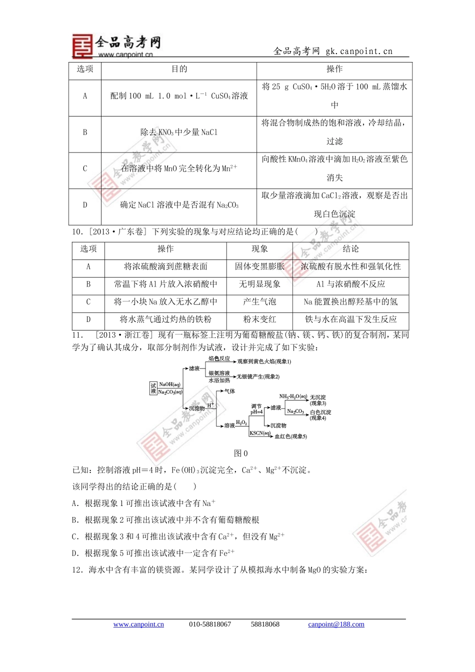 2014化学课标配套月考试题4B_第3页