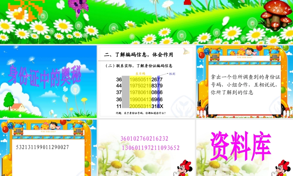 人教2011版小学数学三年级上认识身份证