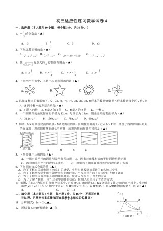 初三适应性练习数学试卷4
