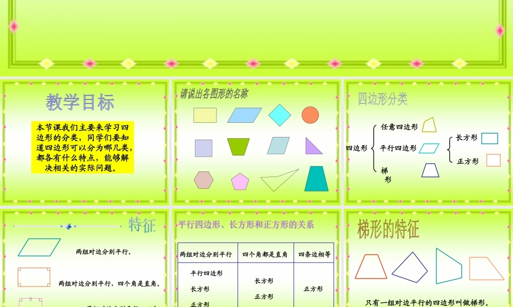 北师大版数学四年级下册《四边形分类》PPT课件之一2013