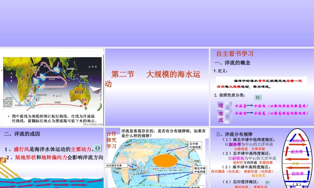 [名校联盟]河南省平顶山市第三高级中学高一地理《大规模的海水运动》课件