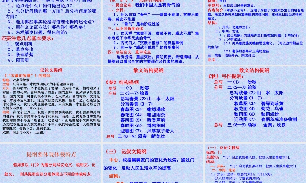 怎样列作文提纲课件