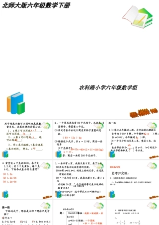 《方程复习》课件PPT(北师大版六年级下)
