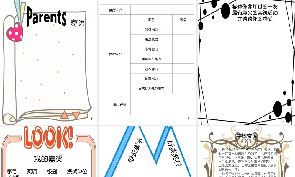 凤台县第二实验小学学生成长档案