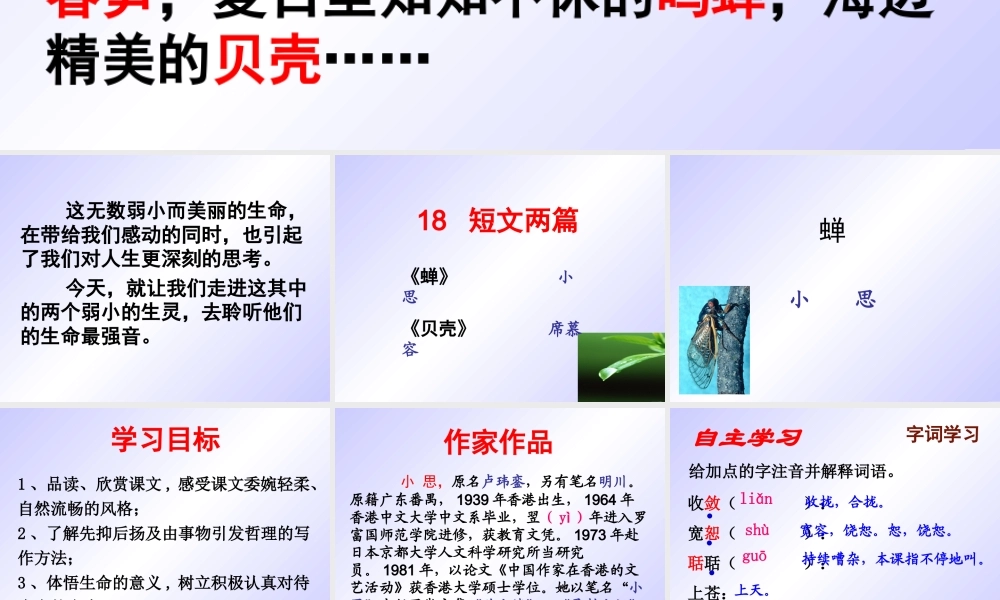 《短文两篇·蝉》