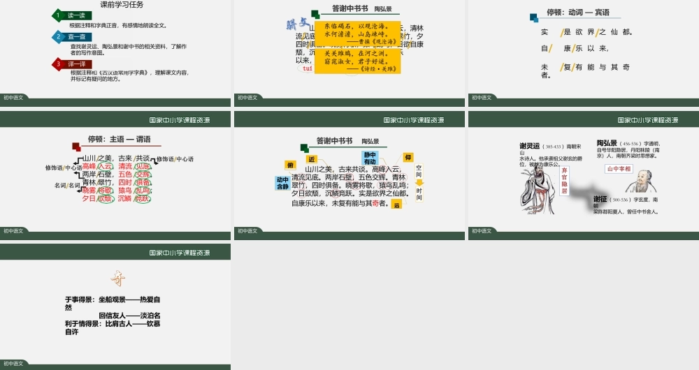 短文二篇（一）：答谢中书书_课件