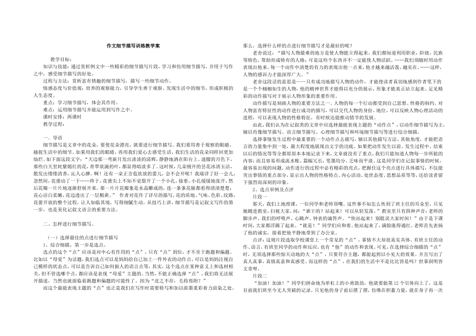 作文细节描写训练教学案_第1页