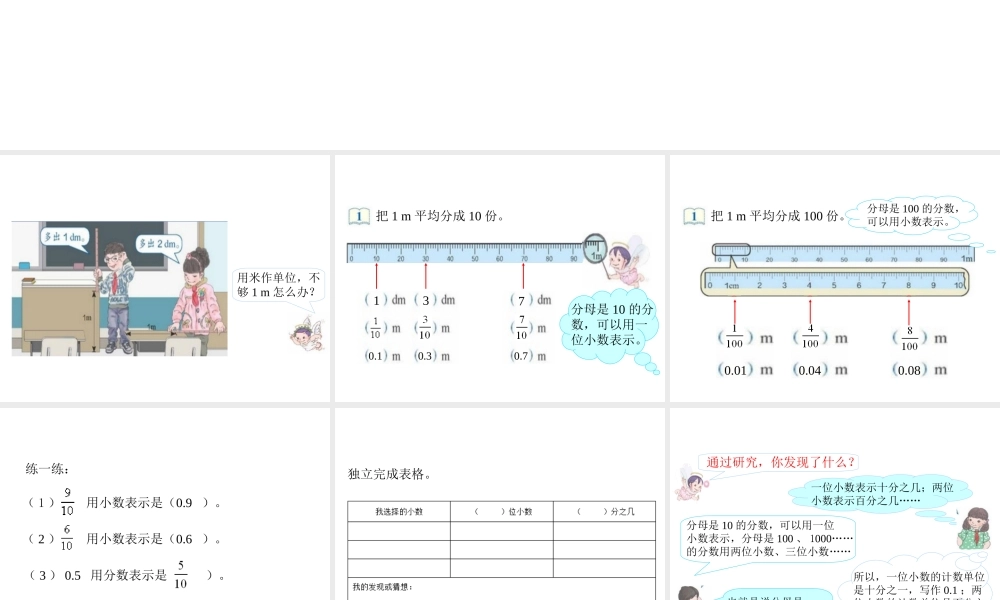小学数学2011版本小学四年级四年级下册小数的意义