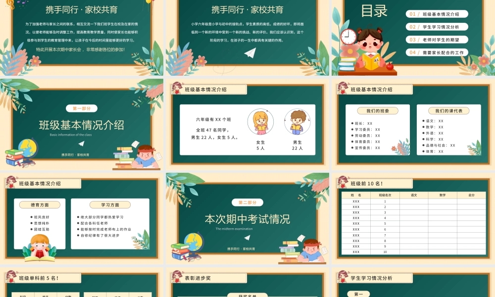 小学六年级期中家长会完整