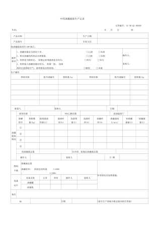 中药渗漉提取生产记录