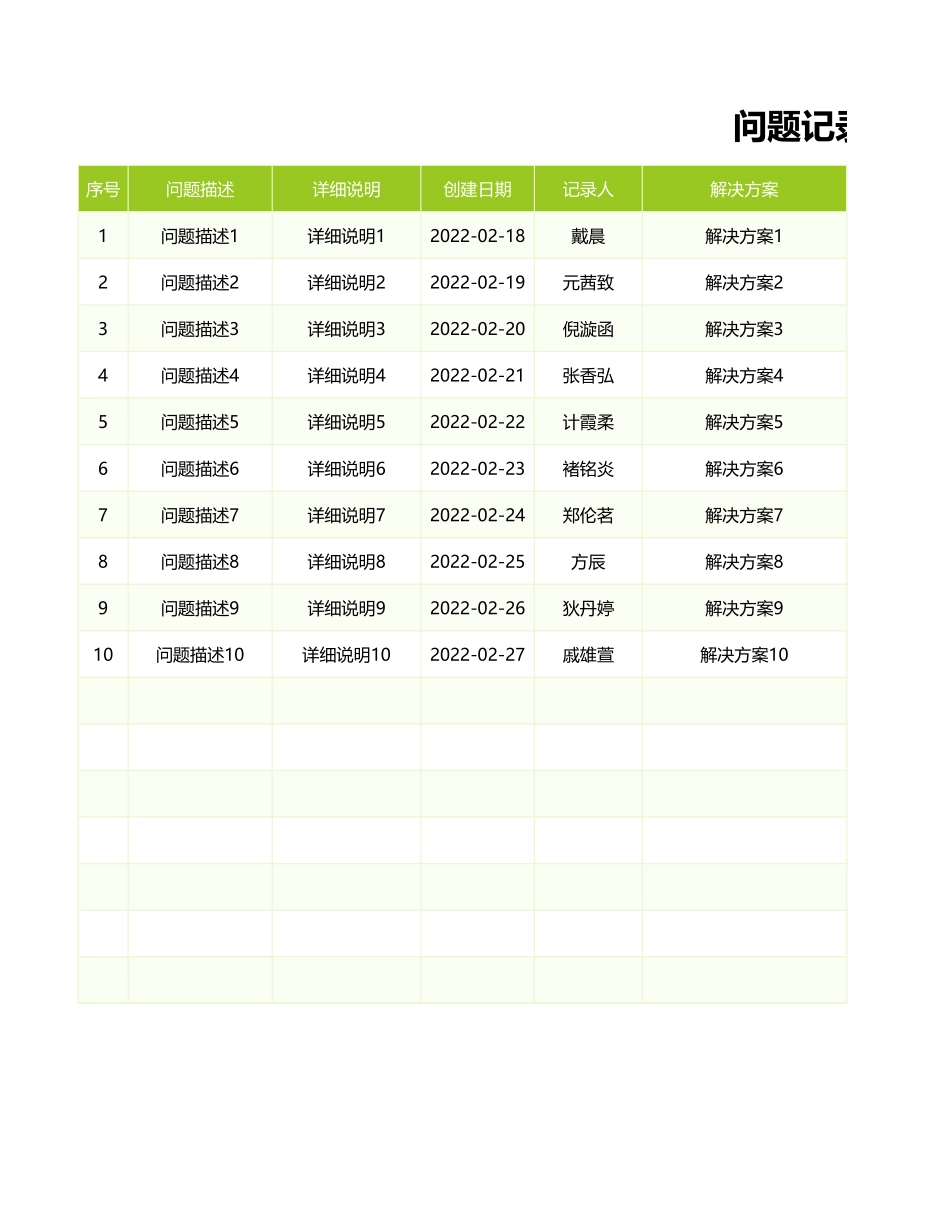 软件开发项目问题记录表_第1页