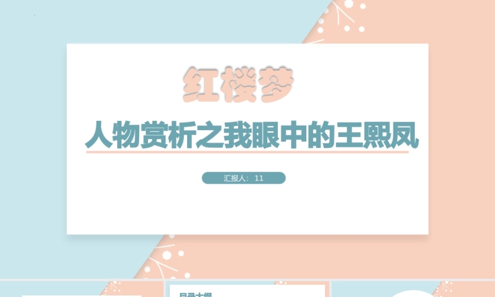 《红楼梦人物赏析-我眼中的王熙凤》--课件