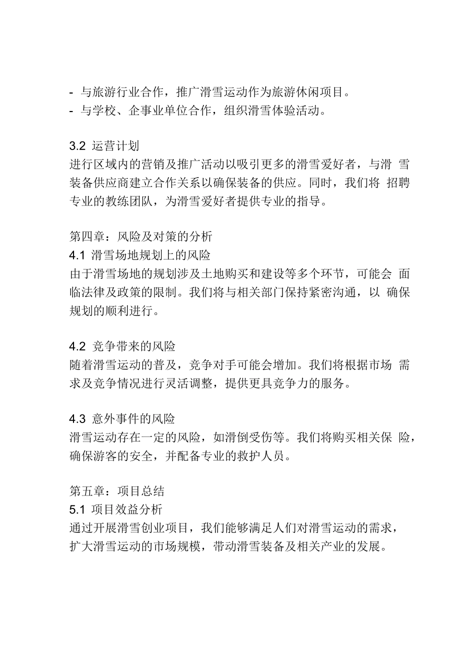 滑雪创业项目计划书模板_第3页
