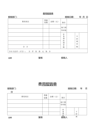 费用报销单模板