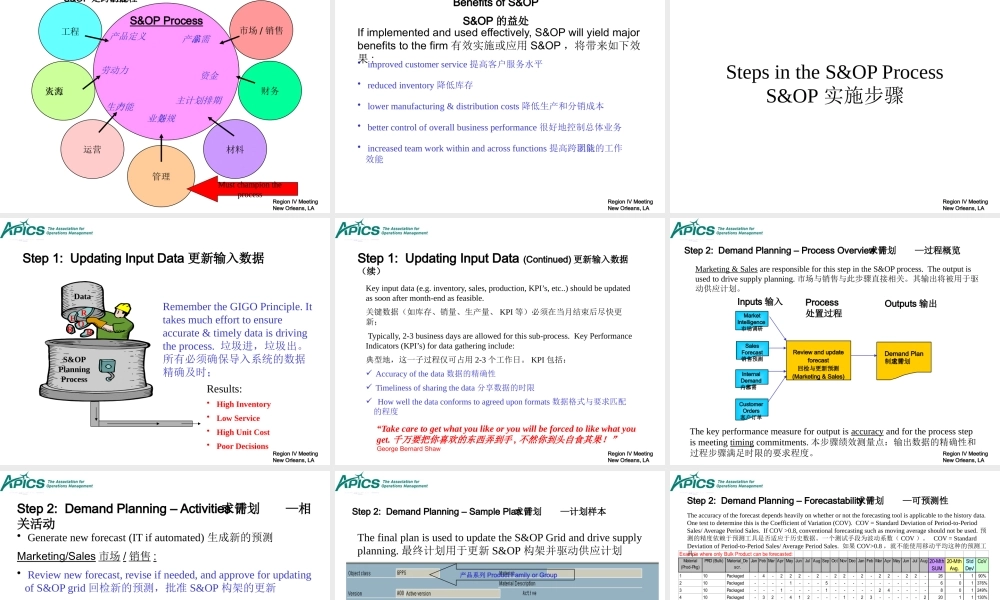 (销售与运作计划)实施经验分享