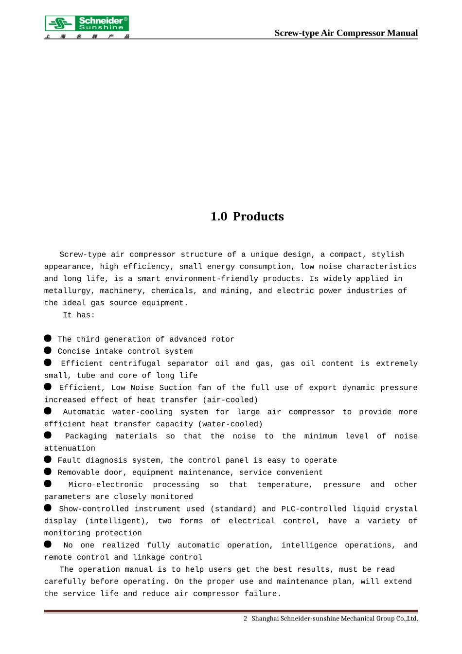 螺杆空压机使用说明书(英语版)_第2页