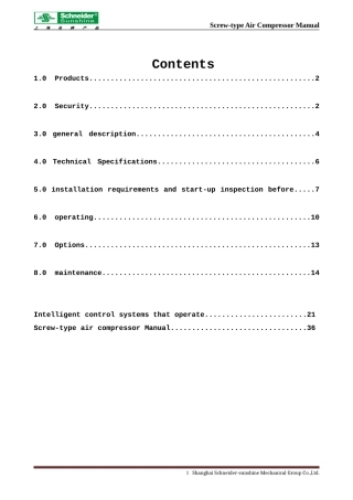 螺杆空压机使用说明书(英语版)