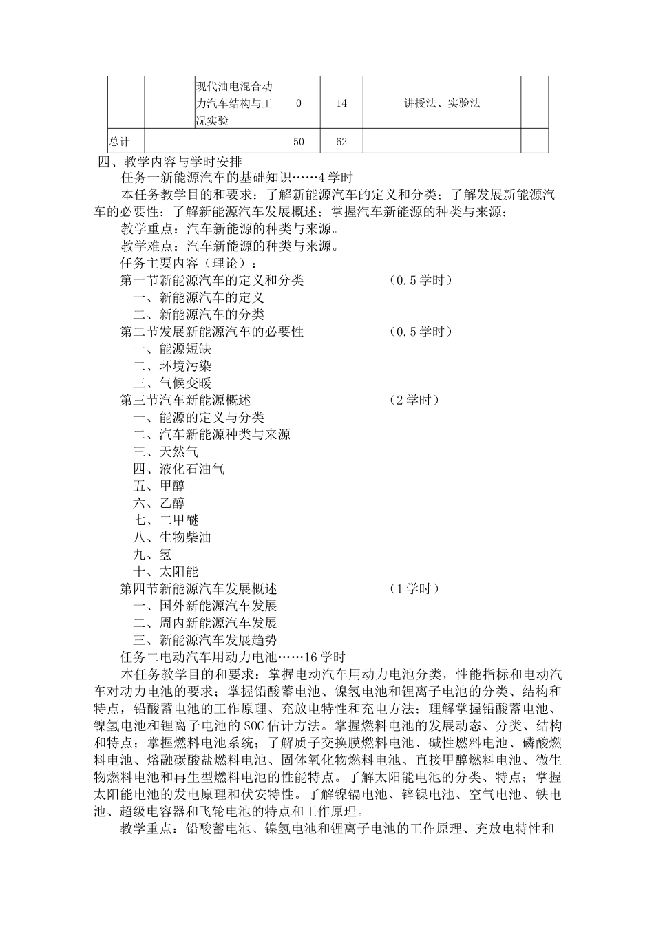 《新能源汽车技术》教学大纲_第2页