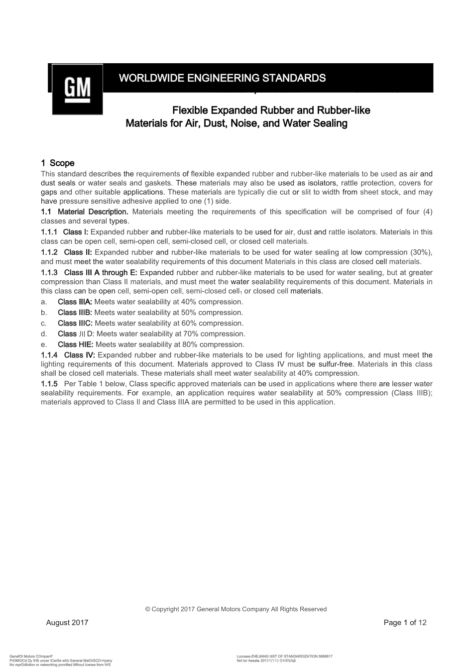 GMW 17408-2017 Flexible Expanded Rubber And Rubber-Like Materials原版完整文件_第1页