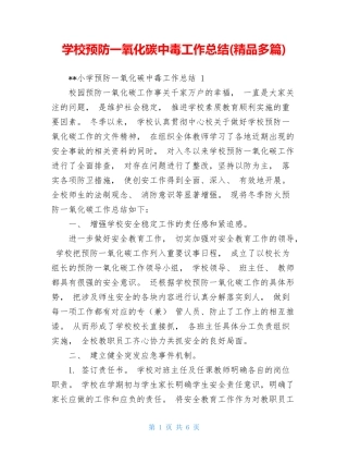 学校预防一氧化碳中毒工作总结(精品多篇)