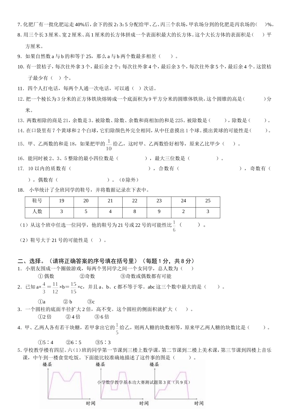 苏州市小学数学教师素养大赛测试题及答案_第3页