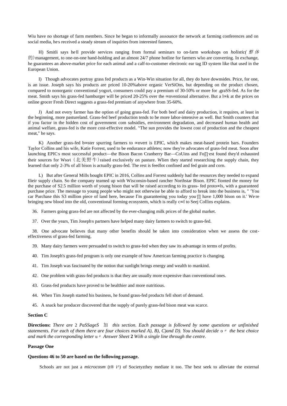 2019年12月大学英语六级(CET-6)真题第三套试卷及参考答案_第3页