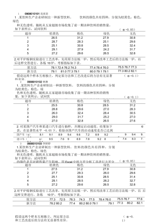 实验一.方差分析