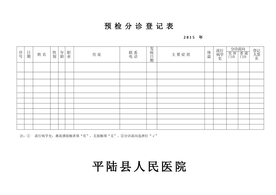 预检分诊登记表_第1页