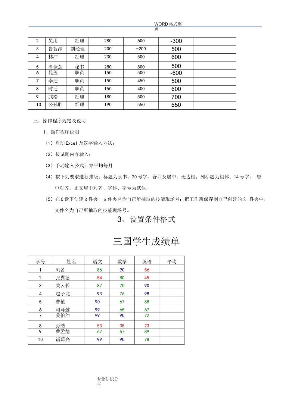 Excel表格练习试题_第2页