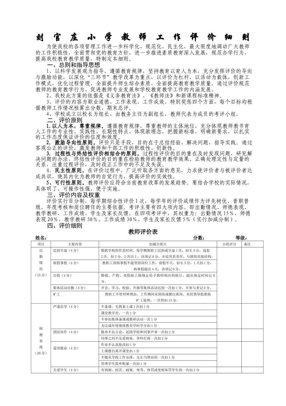 教师评价表完整_第1页