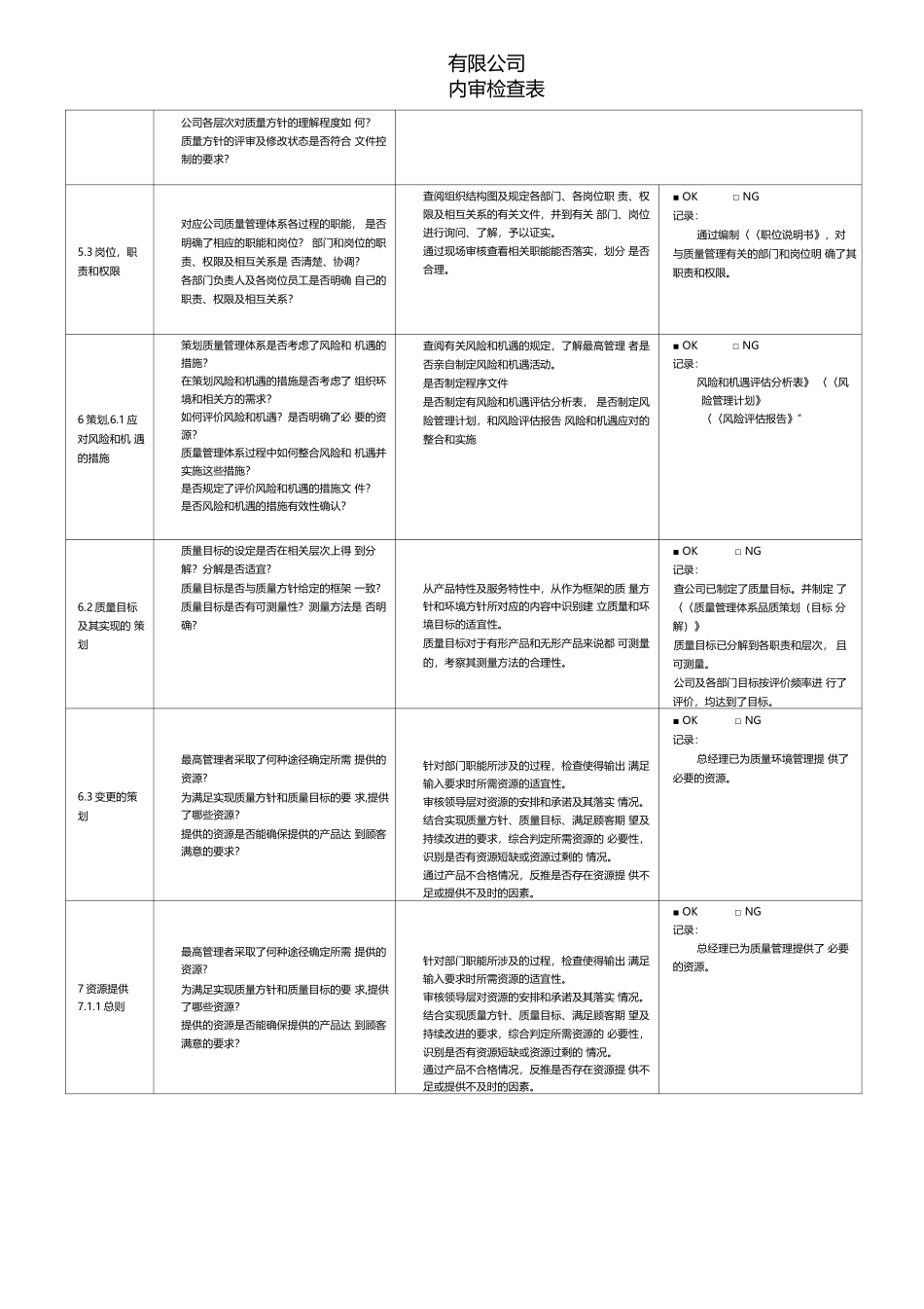 最新ISO90012015内审检查表含记录_第2页