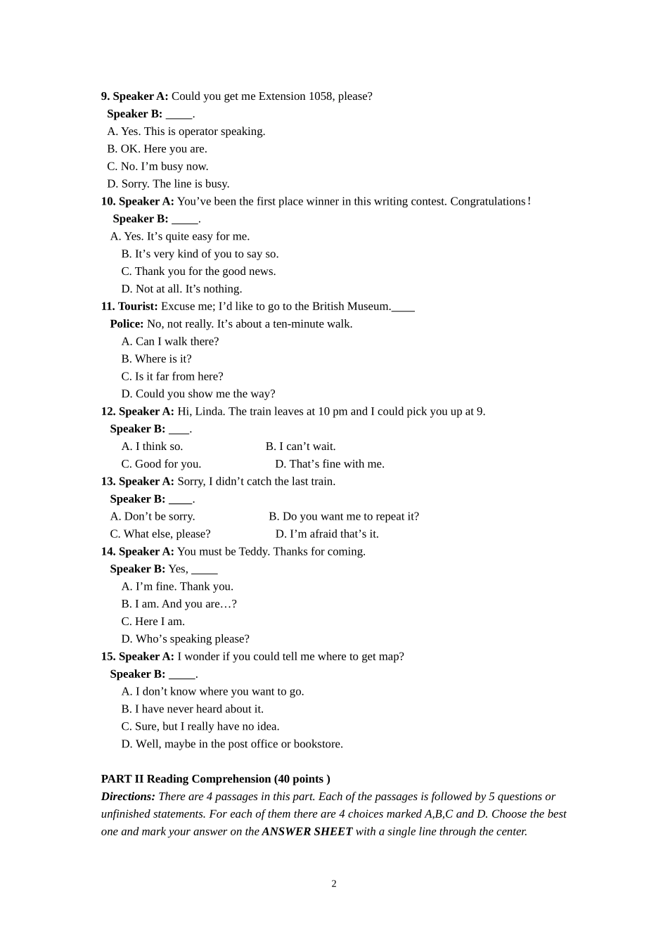 湖南成人学位英语考试真题完整_第2页