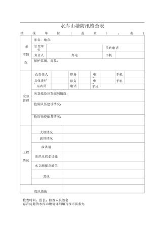 水库山塘防汛检查表格
