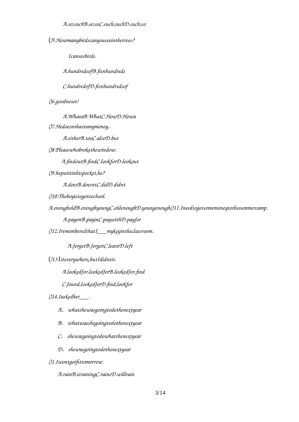 初二英语期中考试试题_第3页